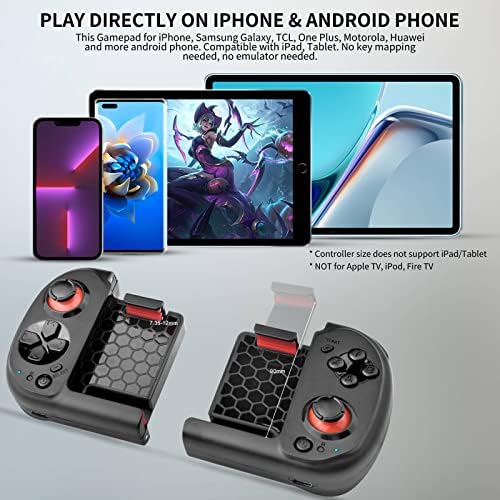 Арвин Мобилни Игри Контролор за iOS Андроид Безжични Gamepad џојстик iPhone 14/14 Плус/14 Pro/14 Pro Max/13/12/11, Samsung Galaxy S22/S21/S20,