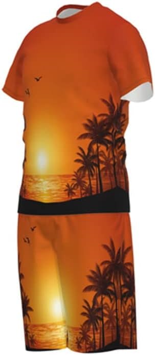 N/летен тренд облека за кратки ракави за мажи за кратки ракави одговара на обични костуми во хавајски стил трендовски костуми