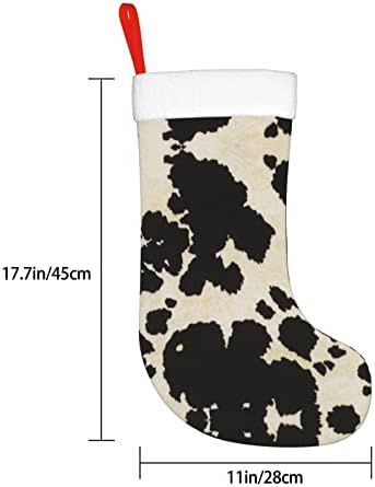 Елбул ги персонализира Божиќните чорапи црно -бело кравјо божиќно порибување за семејни празници за украси за Божиќ