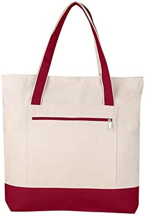 Зипер Цврсто платно торбички на големо - 4 пакувања - обични торби за плажа за плажа, работа, патување, шопинг и многу повеќе!