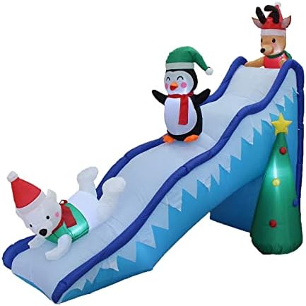 Два божиќни украси за украси, вклучуваат 6 стапала на надувување на надувување со три кралеви, и 9 стапала долги нафтабилни пингвин