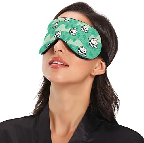 Унисекс спиење маска за очи среќно-крава-зелена ноќна маска за спиење удобно покритие за сенка за спиење на очите