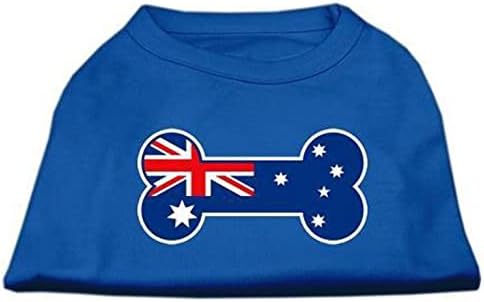 Мираж Производи За Домашни Миленици Кошула За Печатење На Екран Со Австралиско Знаме Во Форма На Коска, 3x-Голема, Сина