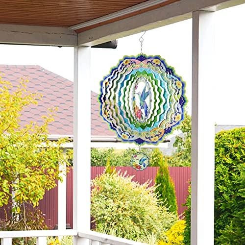 Hummingbird ветерници за ветер за двор и градина, бестмален 12 -инчен 3Д метален кинетички ветер балкон градинарски декор надвор од градинарски