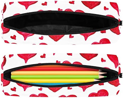 Црвена loveубов срце шема молив случај Студентска канцелариска торбичка торбичка за патент Пен за козметика за козметика за училишни студенти