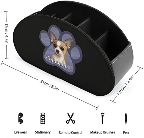 Chihuahua Dog Paw Печатено ТВ далечински организатор за контрола на кутии PU Leather 5 прегради