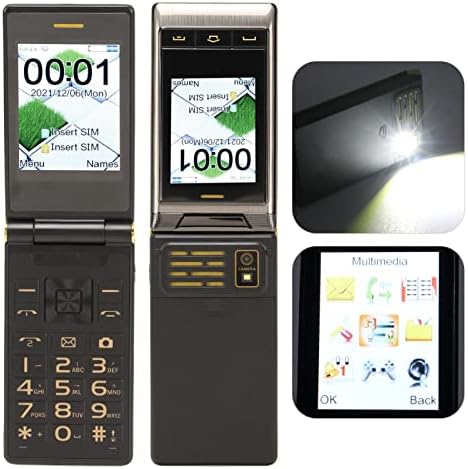 TANGXI 3G отклучен Флип Телефон за сениор, големо копче 3.0 инчи со голем екран мобилен телефон, екран на допир на ракопис, двојна картичка