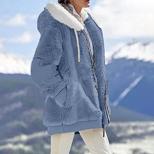 Зимски палто, класична забава со целосен ракав врвови жени зимски удобни удобни меки џемпер патент цврсто подуено v