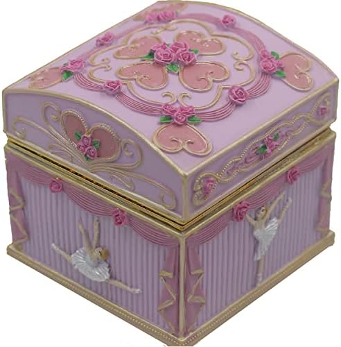 Singeek подарок завиткана балерина музичка кутија со кутија за накит, музичка кутија извајана рачно насликана лебед езеро мелодија балетски рецитални