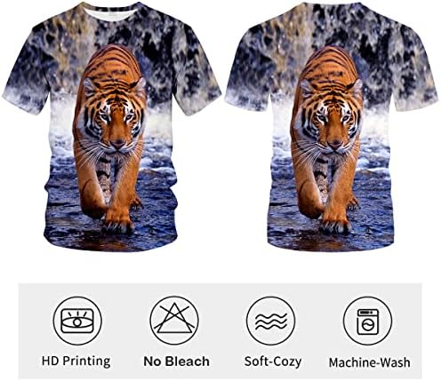 Минеи унисекс тигар шема 3Д печатени врвови маички со кратки ракави маици за мажи жени