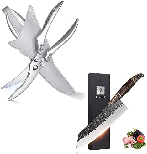 Тиволи живина ножици кујнски ножеви, нож Киритсуке јапонски готвач нож, рачно фалсификуван кујнски нож за нож, ултра остри ножици за храна повеќенаменски ножици за