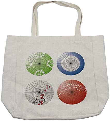 Јапонска торба за купување на Амбесон, занаетчиски јапонски чадор дизајн со цвеќиња од цреша и starвезда, еколошка торба за