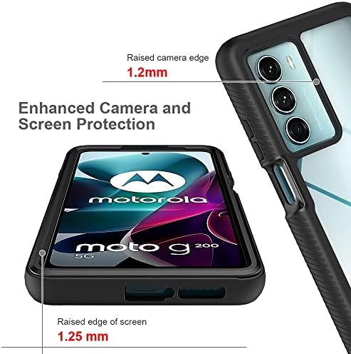 Покријте го телефонскиот случај на целосна заштита, компатибилен со Moto G200 Hard PC+Soft Silicone TPU 3IN1 ShockProof Заштитна