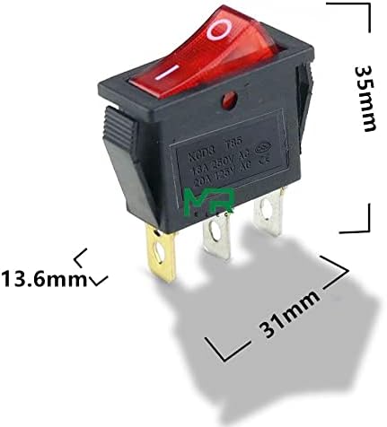 Makee KCD3 Rocker Switch Onf-Off 2 Позиција 3 Пин Електрична опрема со прекинувач за светло напојување 16A 250VAC/20A 125VAC