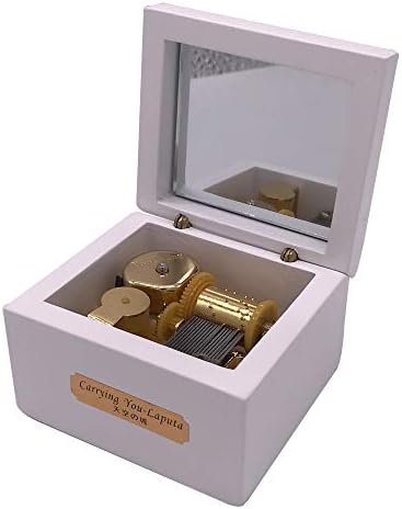 Вуд музичка кутија, мини музичка кутија со движење Јуншенг, игра Ромео и ietулиет, бело