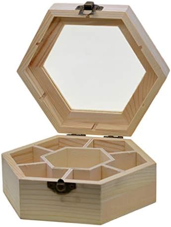 Кутија за складирање на занаети за занаетчиски производи од природен обичен накит со стаклен капак и заклучување на кутијата за