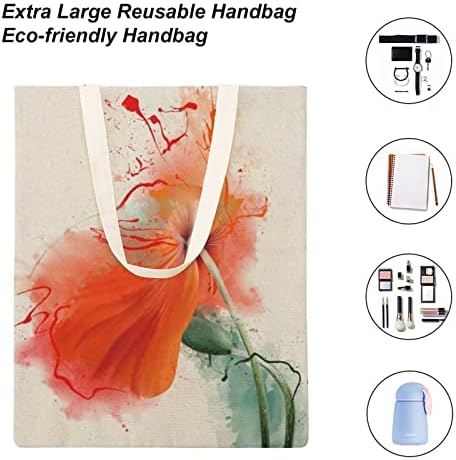 Wengbeauty Canvas Tote торба цвета афион и пупки нацртани од масло во боја2 рамо вреќа за рамо, еднократно намирници, торбички за купување торбички