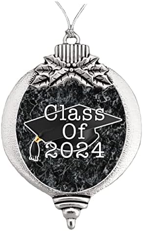 Класа од 2024 година Божиќен украс на сијалички мермер Подарок за дипломирање Подарок за дипломирање Изберете снежна снегулка или сијалица