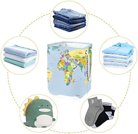 Нехомер Перење Попречува Светската Мапа Склопувачки Корпи За Перење Цврста Корпа За Перење Облека Организација За Складирање Бања Спална Соба