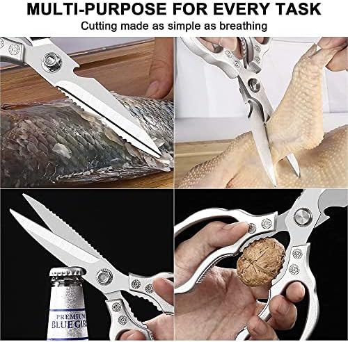 Кујнски ножици тешки, кујнски додатоци ножици не'рѓосувачки челик остар мултифункционален алатка за храна за храна за пилешко