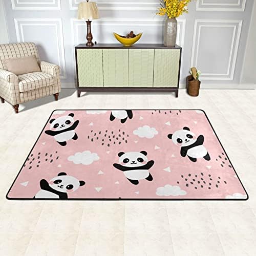 Големи меки килими симпатична панда розова расадник плејматски килим под кат за деца играат соба спална соба дневна соба 72 x 48 инчи, килим