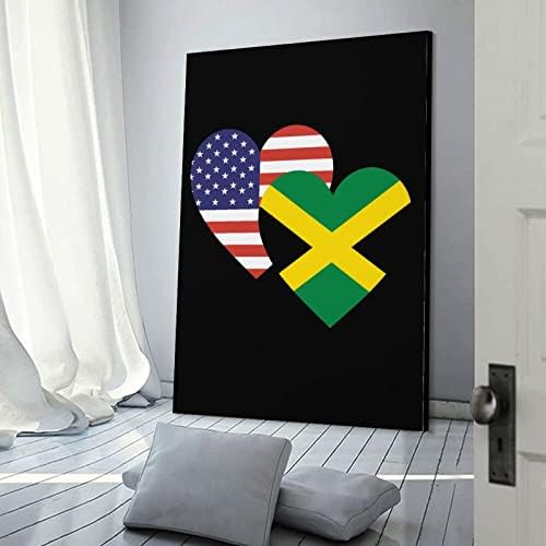 Јамајка Американско срце знаме печатено сликарство wallидна уметност вертикално виси уметнички дела модерно слика за декорација