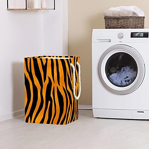 Тигар образец животински големи алишта за перење со лесна рачка за носење, водоотпорна корпа за перење алишта за отпадоци за складирање детски