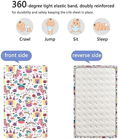 Расадник тематски опремени мини чаршафи, преносни мини креветчиња со меки и затегнати облеки за креветчиња - одлично за момче или девојче