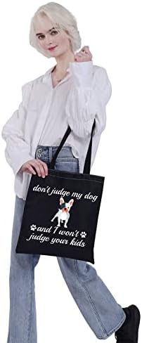 VAMSII Француски булдог сопственик Подароци Булдог мама торба за торба не го осудувам моето куче и нема да им судам на вашите деца торба за рамо