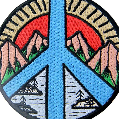 Мировен знак планина и река Витаџ Истражете ја отворено лепенка извезено аплико железо на шиење на амблем