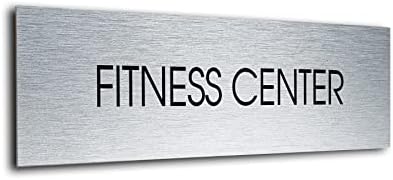 Знак на врата на фитнес центар - модерен знак на четкана метална врата. Знаци на канцелариски врати. 'Рѓа и одржување бесплатно. DMD-2210150