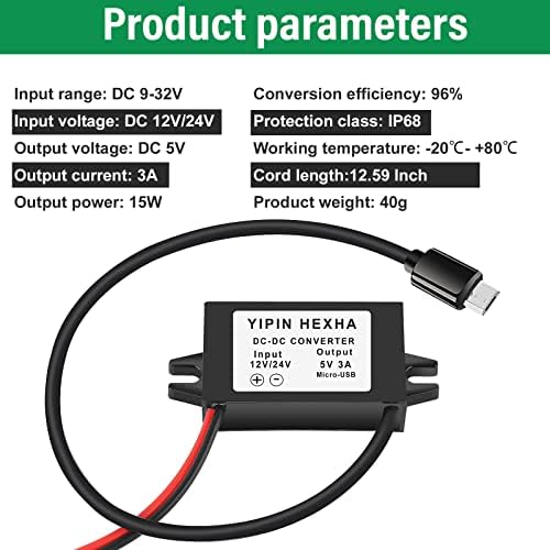 DC DC12V-24V до 5V 3A Micro USB Buck Converter Module Step Down Down Power Adapter, апликација со тастатура за аларм за прстен