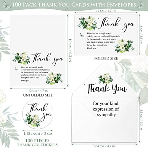 Marspark 100 пакет Ви благодариме на картичките за симпатии Погреб со коверти и налепници Меморијална картичка Бели лилјани за бели лилјани