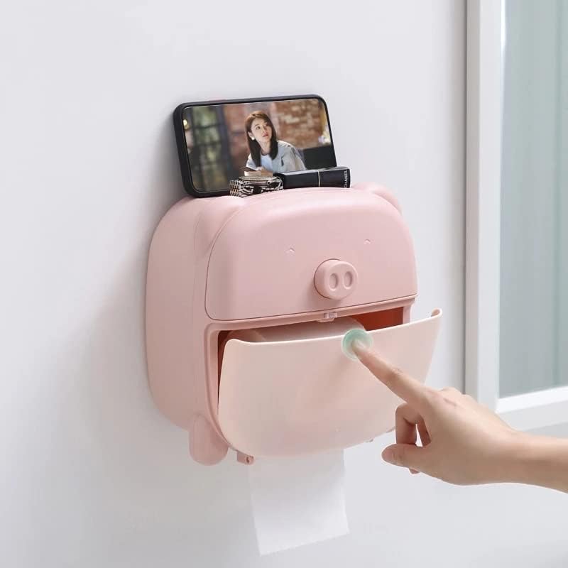 Houkai Wallид монтиран држач за тоалетна хартија Мултифункционална водоотпорна кутија за складирање Организатор за ткиво кутии за хартија
