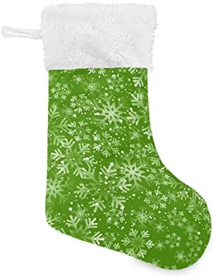 Алаза Божиќни чорапи Божиќни снегулки Зелени класични персонализирани големи декорации за порибување за семејни сезонски празници Декор 1 пакет,