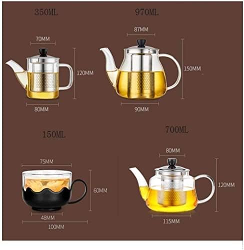 Кетл чајник чаша задебелена чајник со висока температура стакло чајник чајник за здравствена тенџере филтер од не'рѓосувачки челик чајник чајник