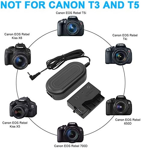 Набавка на адаптер за напојување ACK-E8 AC WMYTHK DR-E8 DC COLER CHALGER комплет за Canon EOS Rebel T5i, T4i, T3i, T2i, 700D, 650D, 600D, 550D,