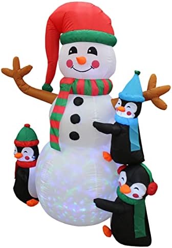 Два божиќни украси за украси, вклучуваат 6 нозе долги надувување на два пингвини, среќен риболов, и 6 нозе високи надувување три