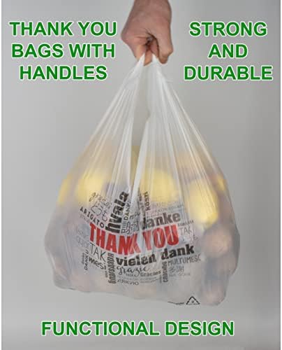 Пластични кеси од Прима Кауза - Благодарам торби - торбички торби - пакет од 200 - бела пластична торба со маица со рачки, рефус, торбички торбички