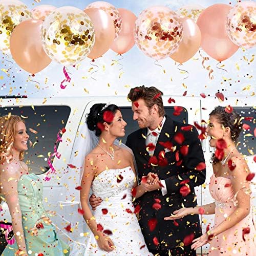 Розово злато конфети балони 100 пакувања, 12 инчи латекс балони со конфети точки за роденденска забава, украси за свадба и годишнина, материјали