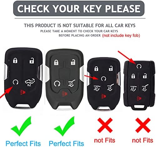 CACACAR за GMC Chevy Key Fob Cover, за GMC Sierra и Chevrolet Silverado Premium Soft TPU Комплет за заштита на целосна покривка на клуч