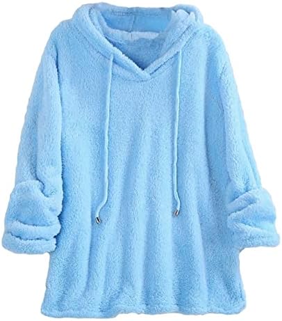 Шик џемпер на лук женски џемпер Шерпа руно Худи преголем пулвер со магла за пижами врвови