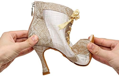 Ballенски балки за танцување во банда, отворени пети златни латински танцувачки чизми Танго салса перформанси за венчавки за танцувачки чевли, YCL437