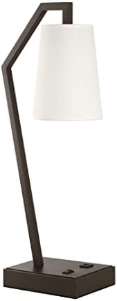 Ксинбеј осветлување УСБ-табела за ламба, модерна бронзена ноќна ламба со ткаенина сенка маса за маса за дневна соба во кревет во