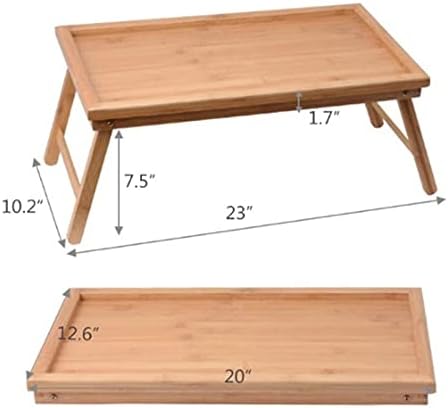 Kfdzz дрвена преклопна лаптоп табела Појадок сервирање на кревети за кревети, прилагодливо преклопување со врвот на врвот и нозете