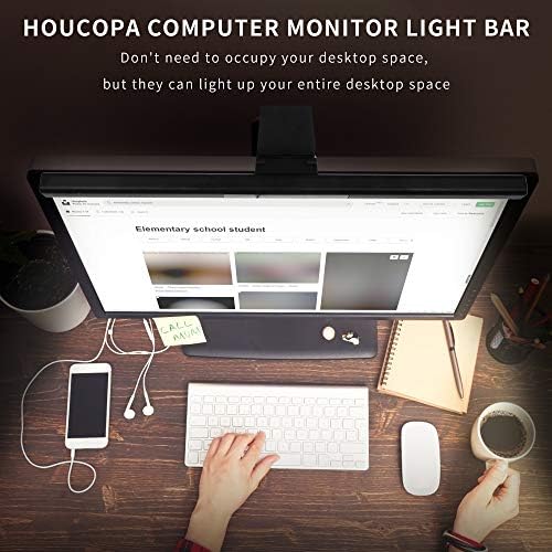 Houcopa Компјутер Монитор Светлосна Лента, Екран Светлина Бар Е-Читање LED Задача Светилка, Игри Светла, Допир Затемнување Чекор,
