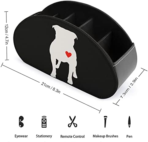 Кутија за складирање на далечински управувач Pitbull Heart Multifunctional PU кожа ТВ далечински држач за организатор на десктоп кутија