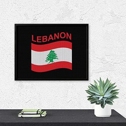 Знаме на комплети за сликање на дијаманти во Либан 5д DIY целосна вежба Rhinestone Arts Wallид декор за возрасни 12 x16