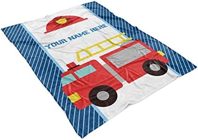 Персонализирани обичај Firetruck Fleece и Sherpa фрлаат ќебе за момчиња, девојчиња, деца, бебе - огнени камиони со мали камиони, совршени