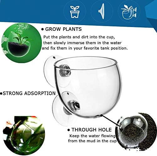 TFWADMX растителна тенџере аквариум декор водна растителна чаша со 2 вшмукување чаша за риба Аквариум акваскејп